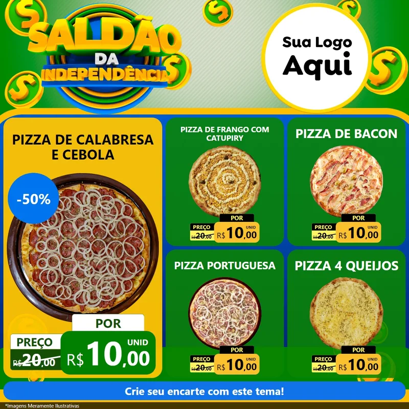 Modelo de Rede Social para Feed Facebook com o tema Saldão da Indepêndencia para Pizzaria