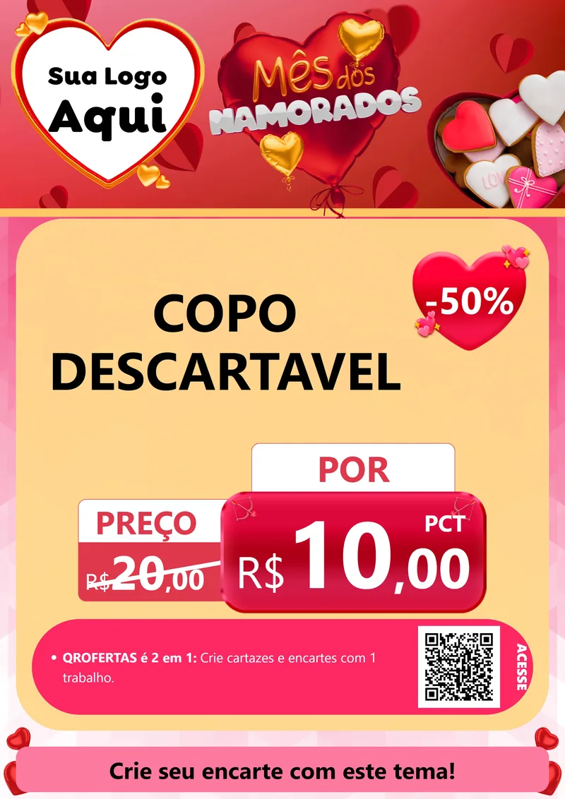 Modelo de Cartaz para Cartaz A4 Vertical com o tema Mês dos Namorados para Embalagens