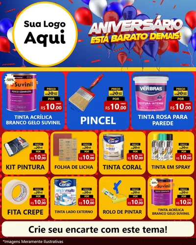Modelo de Rede Social para Feed Instagram com o tema Aniversário para Tintas e Ferramentas
