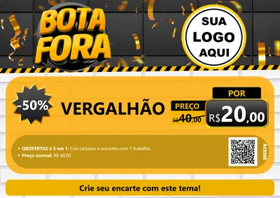 Modelo de Cartaz para Cartaz A4 Horizontal com o tema Bota Fora para Ferragens