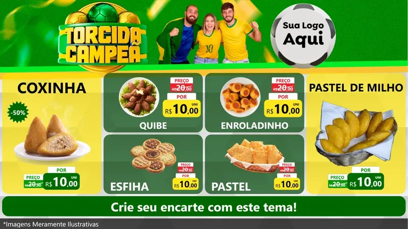 Modelo de TV para TV Horizontal com o tema Torcida Campeã - Copa para Salgadaria