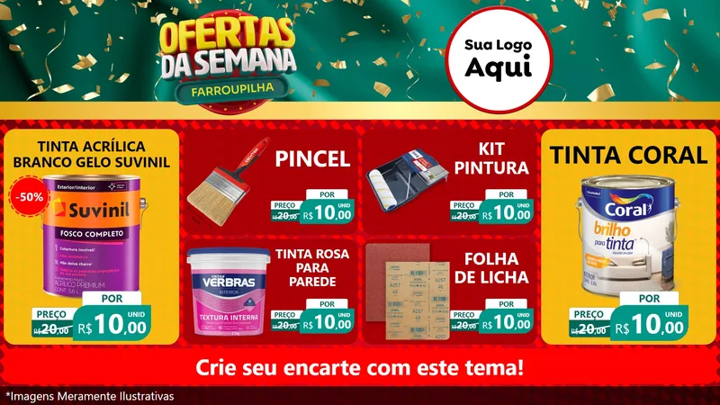Modelo de TV para TV Horizontal com o tema Ofertas da Semana Farroupilha para Tintas e Ferramentas