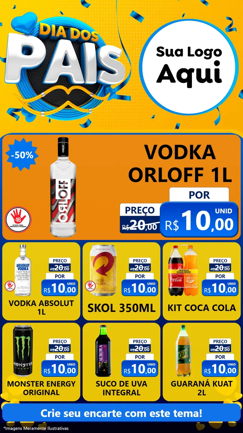 Modelo de Rede Social para Stories com o tema Dia dos Pais para Distribuidora de bebidas