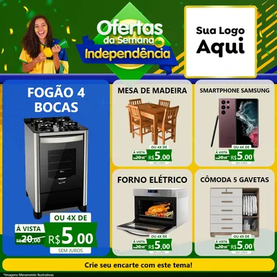 Modelo de Rede Social para Feed Facebook com o tema Ofertas da Semana da Independência para Móveis e Eletro