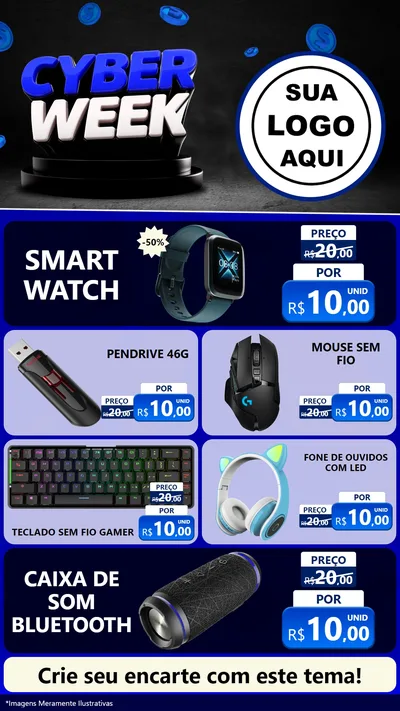 Modelo de TV para TV Vertical com o tema Cyber Week para Informática