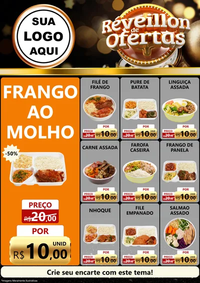 Modelo de Encarte para Encarte A4 Vertical com o tema Réveillon de Ofertas para Restaurante