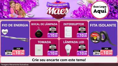 Modelo de TV para TV Horizontal com o tema Sorteio Dia das Mães para Materiais Elétricos