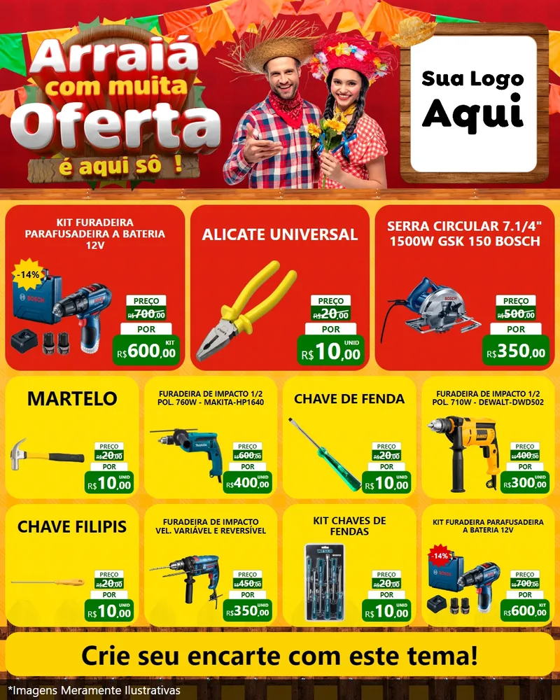 Modelo de Rede Social para Feed Instagram com o tema Arraiá Com Muita Oferta - É Aqui Sô! para Maquinas e Ferramentas