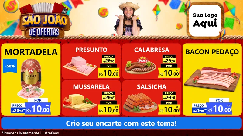 Modelo de TV para TV Horizontal com o tema São João de Ofertas para Frios e Laticínios