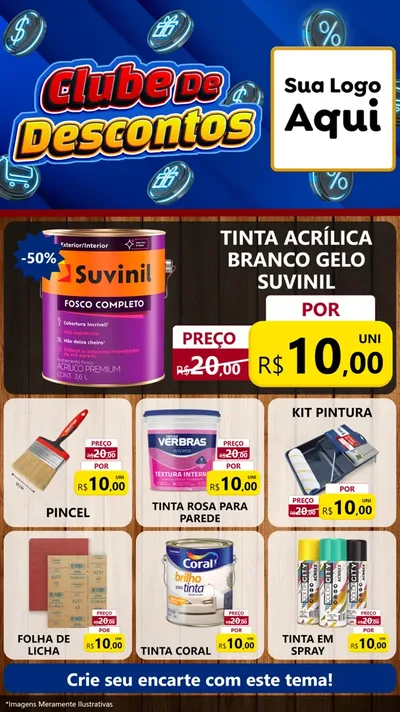 Modelo de Rede Social para Stories com o tema Clube de Descontos para Tintas e Ferramentas