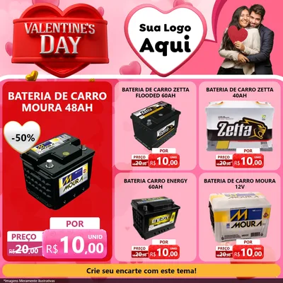 Modelo de Rede Social para Feed Facebook com o tema Valentine's Day para Baterias Elétricas