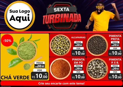 Modelo de Encarte para Encarte A4 Horizontal com o tema Sexta Turbinada para Produtos Naturais