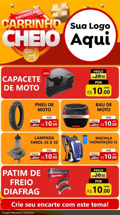 Modelo de TV para TV Vertical com o tema Promoção carrinho cheio para Moto peças