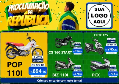 Modelo de Encarte para Encarte A4 Horizontal com o tema Proclamação da República para Concessionaria de Motos