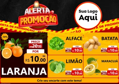 Modelo de Encarte para Encarte A4 Horizontal com o tema Alerta de Promoção para Hortifrúti