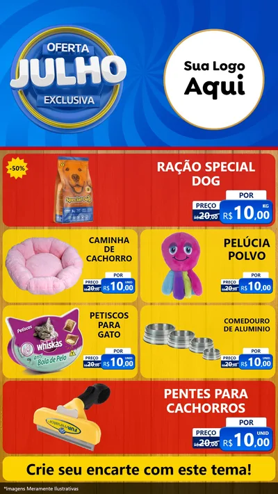 Modelo de TV para TV Vertical com o tema Oferta Exclusiva, Julho para Pet Shop