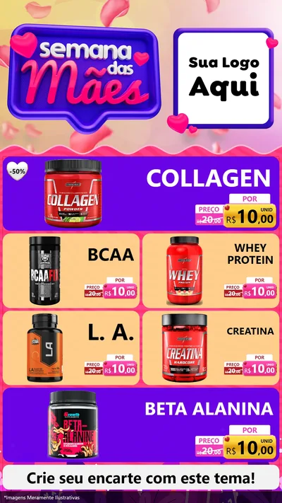 Modelo de TV para TV Vertical com o tema Semana das Mães para Suplementos alimentares