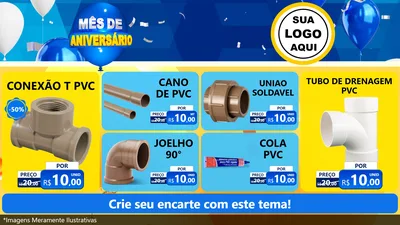 Modelo de TV para TV Horizontal com o tema Mês de Aniversário para Tubos e conexões