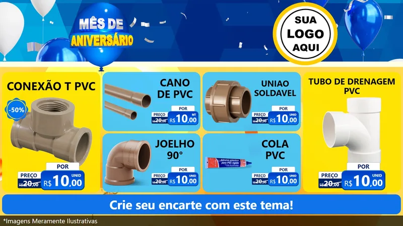 Modelo de TV para TV Horizontal com o tema Mês de Aniversário para Tubos e conexões