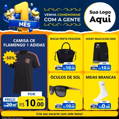 Modelo de Rede Social para Feed Facebook com o tema Um Mês de Aniversário para Roupas e acessórios
