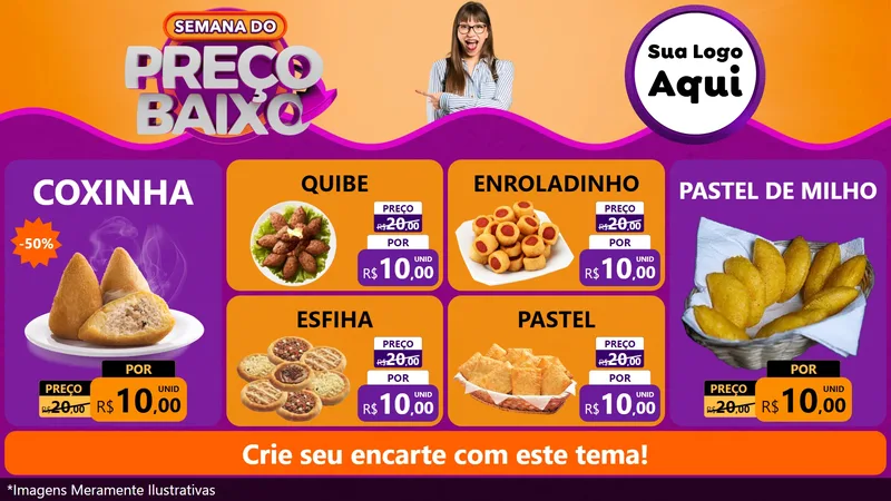 Modelo de TV para TV Horizontal com o tema Semana do Preço Baixo para Salgadaria