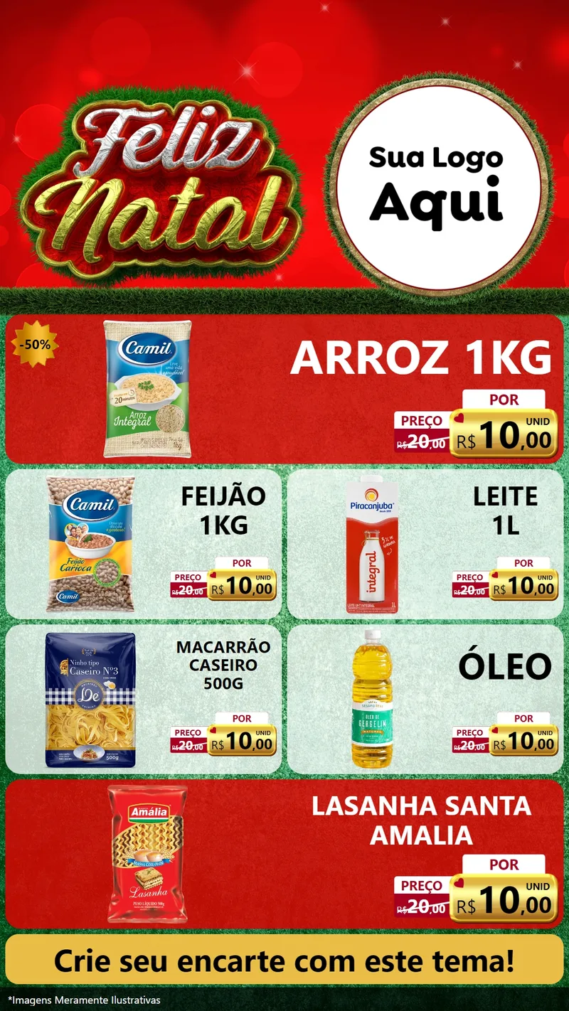 Modelo de TV para TV Vertical com o tema Feliz Natal para Supermercado