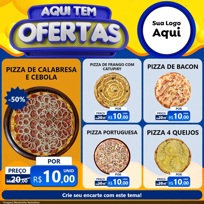Modelo de Rede Social para Feed Facebook com o tema Aqui Tem Ofertas para Pizzaria