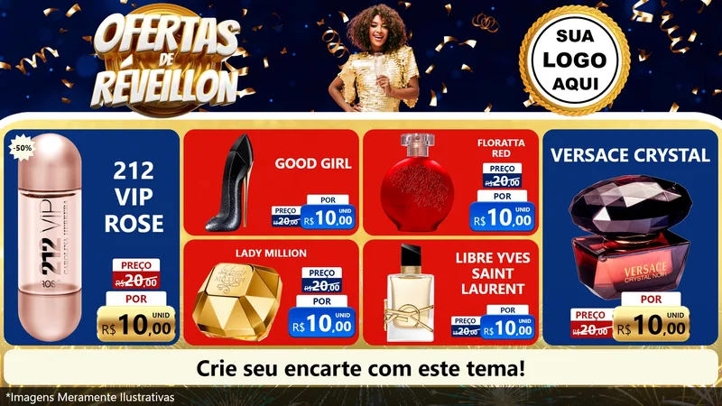 Modelo de TV para TV Horizontal com o tema Ofertas de Réveillon para Perfumes