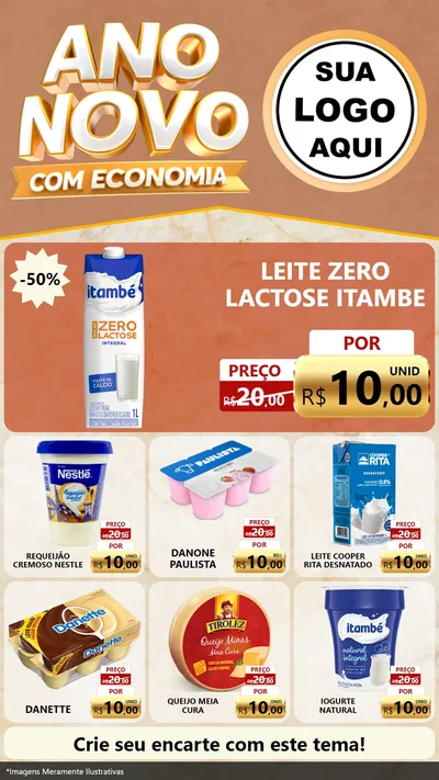 Modelo de Rede Social para Stories com o tema Ano Novo Com Economia para Frios e Laticínios