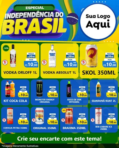 Modelo de Rede Social para Feed Instagram com o tema Especial Independência do Brasil para Distribuidora de bebidas