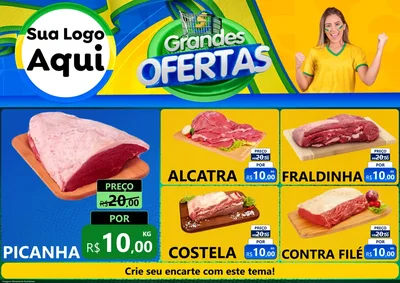 Modelo de Encarte para Encarte A4 Horizontal com o tema Grandes Ofertas para Açougue