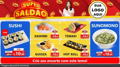 Modelo de TV para TV Horizontal com o tema Super Saldão para Comida japonesa