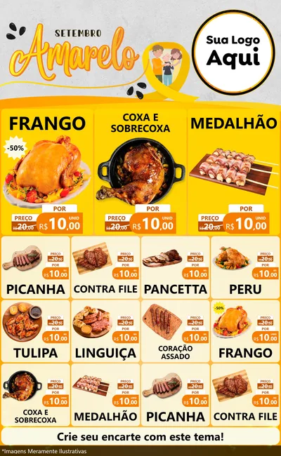 Modelo de Encarte para Encarte Grande com o tema Setembro Amarelo para Assados