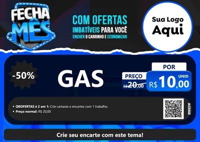 Modelo de Cartaz para Cartaz A4 Horizontal com o tema Fecha Mês para Água e gás