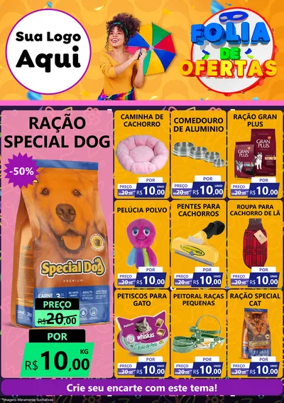 Modelo de Encarte para Encarte A4 Vertical com o tema Folia de Ofertas para Pet Shop