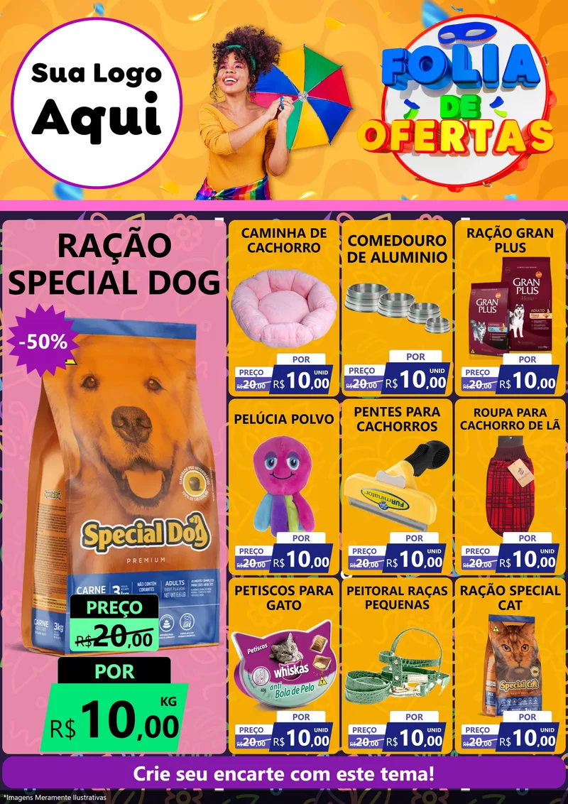 Modelo de Encarte para Encarte A4 Vertical com o tema Folia de Ofertas para Pet Shop