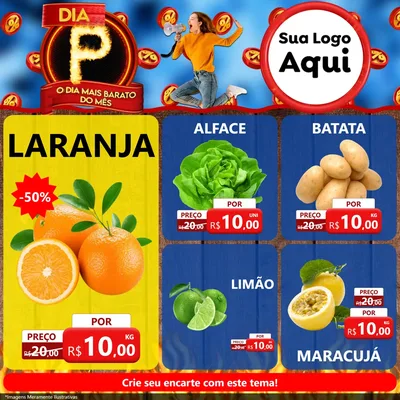 Modelo de Rede Social para Feed Facebook com o tema Dia P - O Dia Mais Barato Do Mês para Hortifrúti