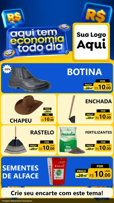 Modelo de TV para TV Vertical com o tema Aqui Tem Economia Todo Dia para Agropecuária