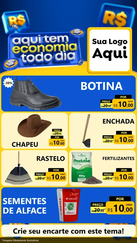 Modelo de TV para TV Vertical com o tema Aqui Tem Economia Todo Dia para Agropecuária