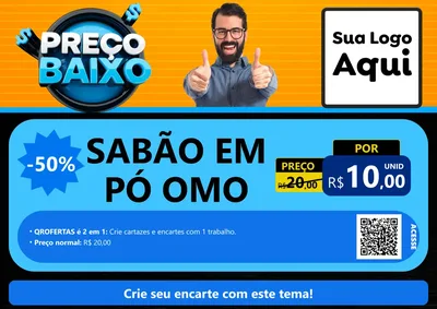 Modelo de Cartaz para Cartaz A4 Horizontal com o tema Preço Baixo para Produtos de Limpeza