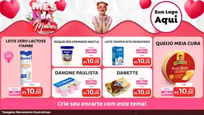 Modelo de TV para TV Horizontal com o tema Mês da Mulher para Frios e Laticínios