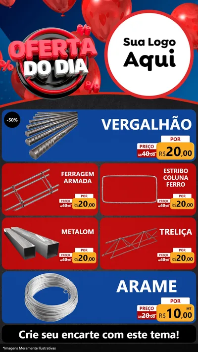 Modelo de TV para TV Vertical com o tema Oferta do Dia para Ferragens