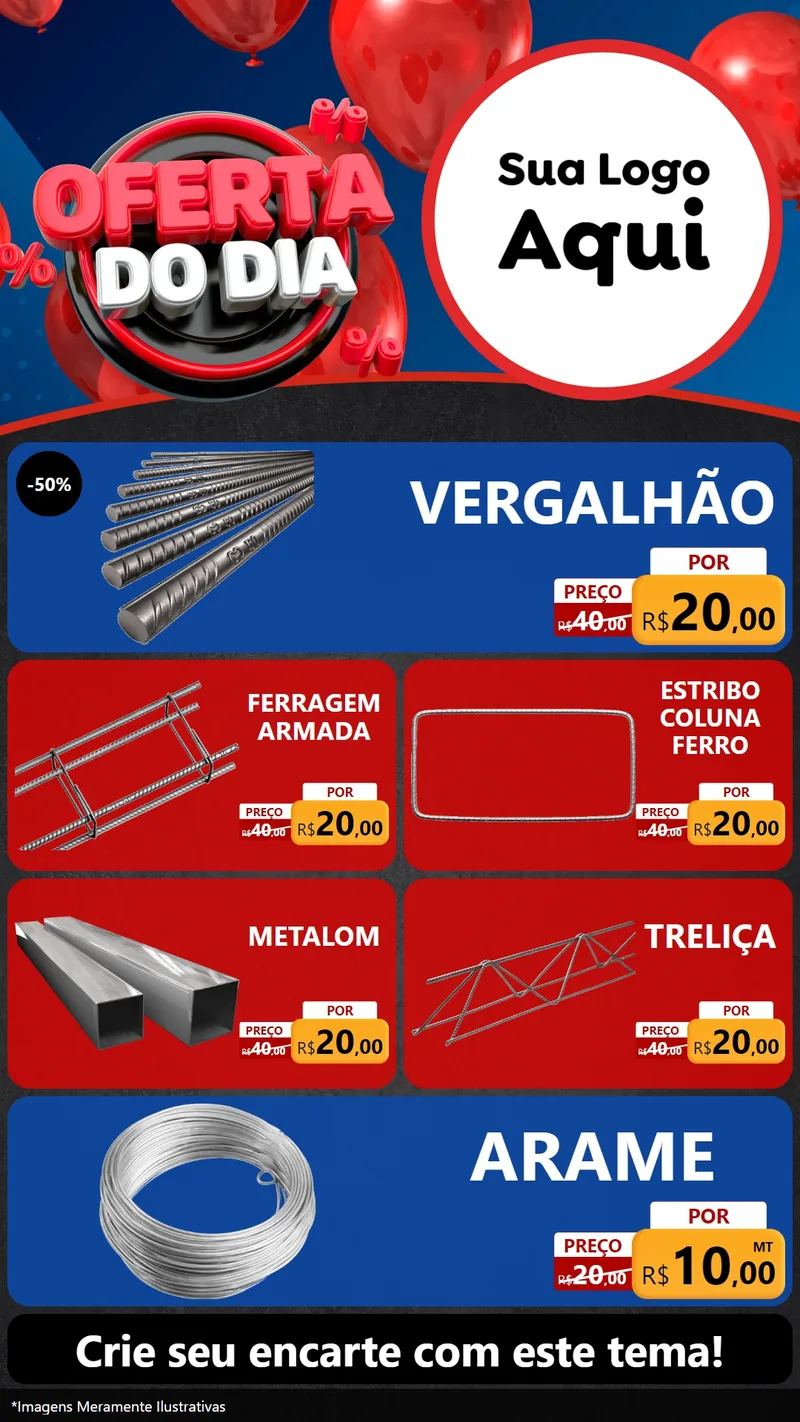 Modelo de TV para TV Vertical com o tema Oferta do Dia para Ferragens