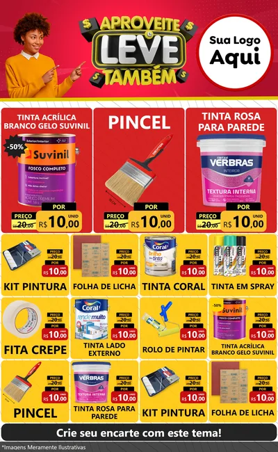 Modelo de Encarte para Encarte Grande com o tema Aproveite e Leve Também para Tintas e Ferramentas