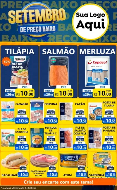 Modelo de Encarte para Encarte Grande com o tema Setembro De Preço Baixo para Peixaria