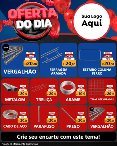 Modelo de Rede Social para Feed Instagram com o tema Oferta do Dia para Ferragens