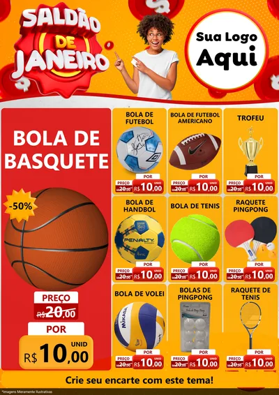 Modelo de Encarte para Encarte A4 Vertical com o tema Saldão de Janeiro para Artigos Esportivos