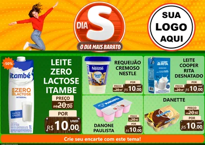 Modelo de Encarte para Encarte A4 Horizontal com o tema Dia S - O Dia Mais Barato para Frios e Laticínios
