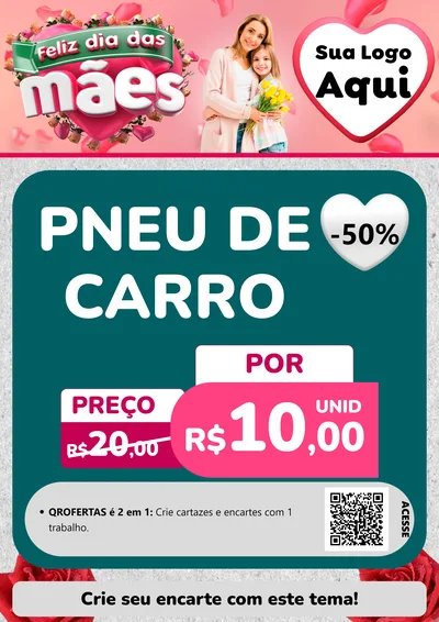 Modelo de Cartaz para Cartaz A4 Vertical com o tema Feliz Dia das Mães para Auto peças