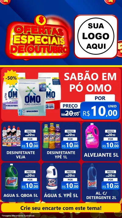 Modelo de Rede Social para Stories com o tema Ofertas Especiais de Outubro para Produtos de Limpeza